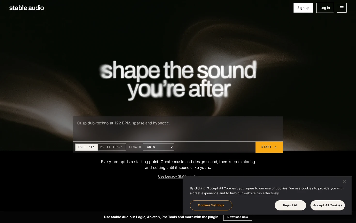 Stable Audio 页面快照